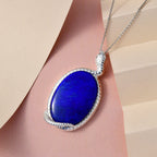 Lapislazuli-Anhänger mit Kette, 925 Silber ca. 36.52 ct