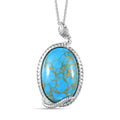 Blauer Mojave Türkis Anhänger mit Kette, 925 Silber ca. 27.64 ct