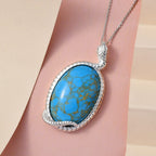 Blauer Mojave Türkis Anhänger mit Kette, 925 Silber ca. 27.64 ct