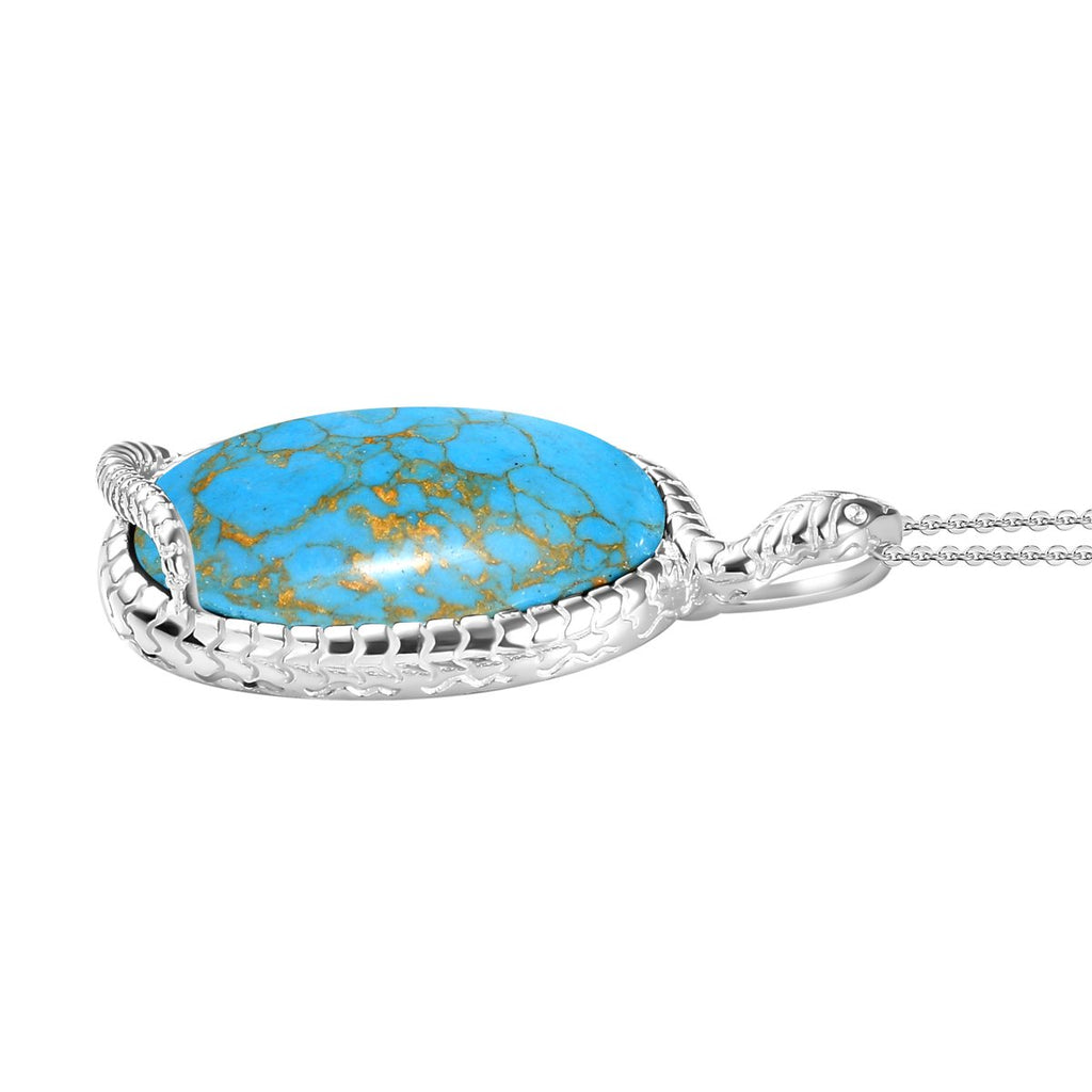 Blauer Mojave Türkis Anhänger mit Kette, 925 Silber ca. 27.64 ct