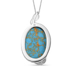 Blauer Mojave Türkis Anhänger mit Kette, 925 Silber ca. 27.64 ct