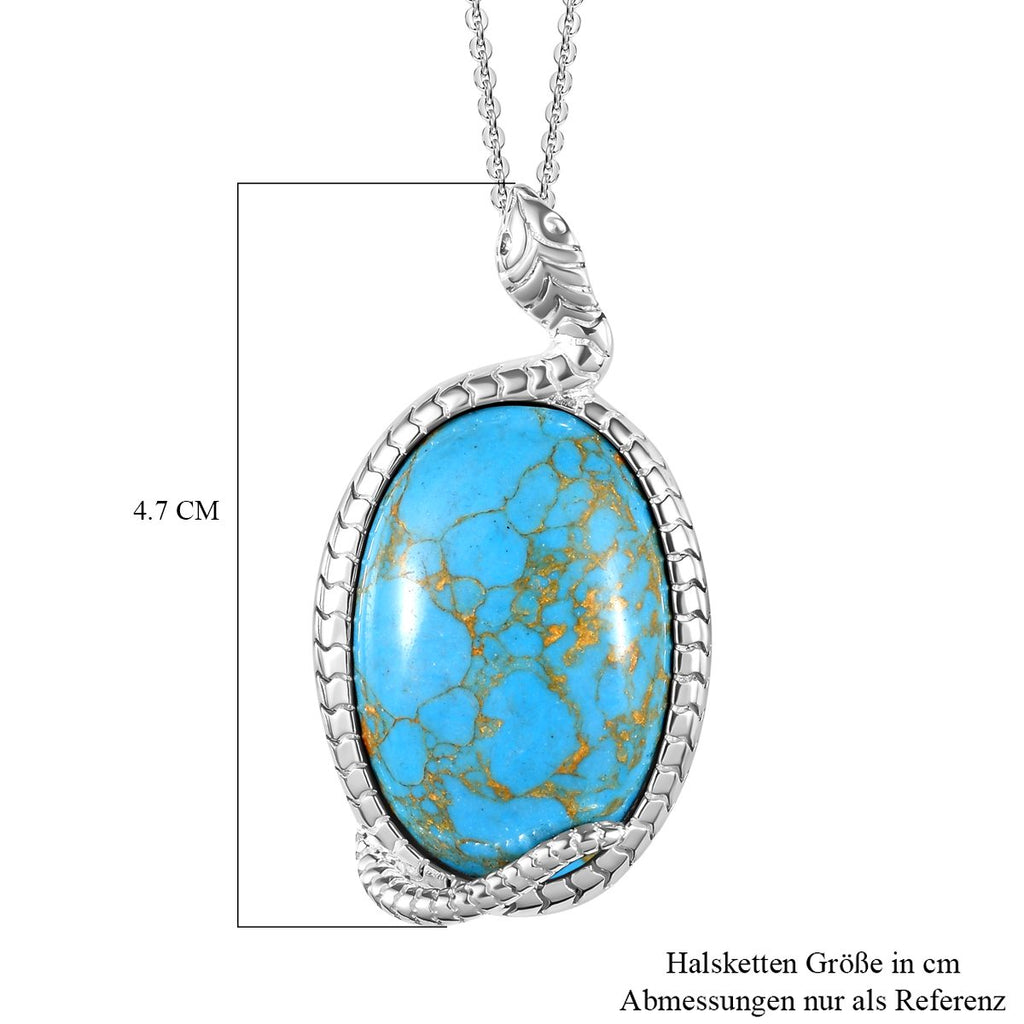Blauer Mojave Türkis Anhänger mit Kette, 925 Silber ca. 27.64 ct
