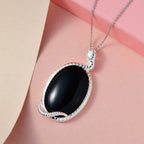 Schwarzer Achat-Anhänger mit Kette, 925 Silber ca. 29,40 ct