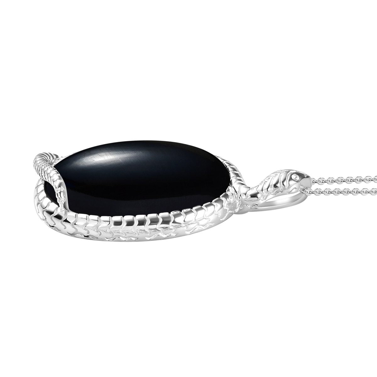 Schwarzer Achat-Anhänger mit Kette, 925 Silber ca. 29,40 ct