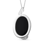 Schwarzer Achat-Anhänger mit Kette, 925 Silber ca. 29,40 ct