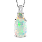 Natürlicher, äthiopischer Welo Opal Anhänger mit Kette, 925 Silber platiniert ca. 2.71 ct