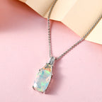 Natürlicher, äthiopischer Welo Opal Anhänger mit Kette, 925 Silber platiniert ca. 2.71 ct