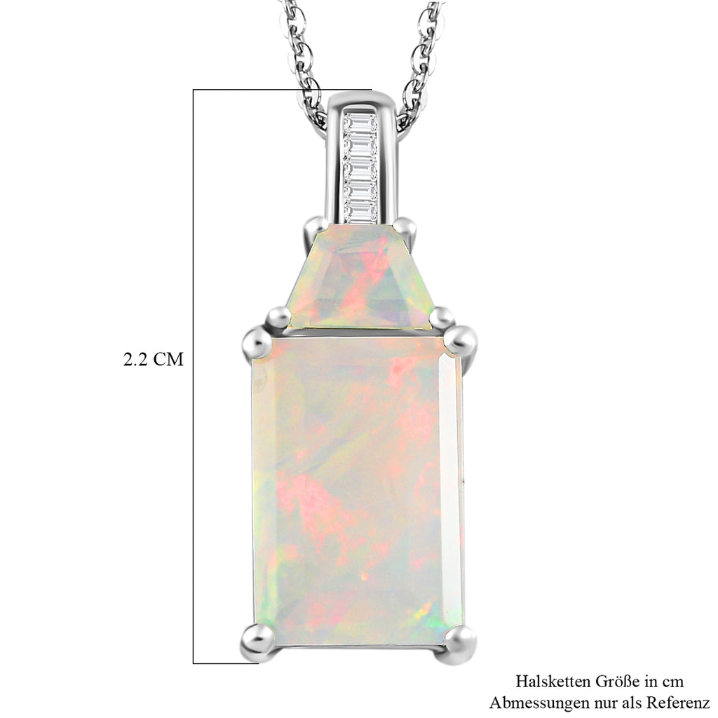Natürlicher, äthiopischer Welo Opal Anhänger mit Kette, 925 Silber platiniert ca. 3.01 ct