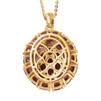 Rhodolith Granat Anhänger mit Kette, 925 Silber Gelbgold Vermeil ca. 4,65 ct