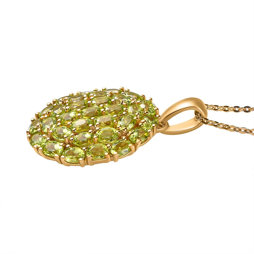 Peridot Anhänger mit Kette, 925 Silber Gelbgold Vermeil ca. 4,65 ct