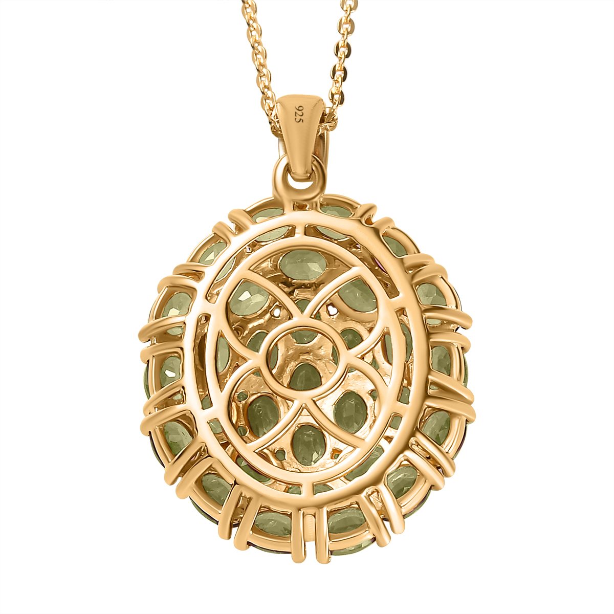 Peridot Anhänger mit Kette, 925 Silber Gelbgold Vermeil ca. 4,65 ct