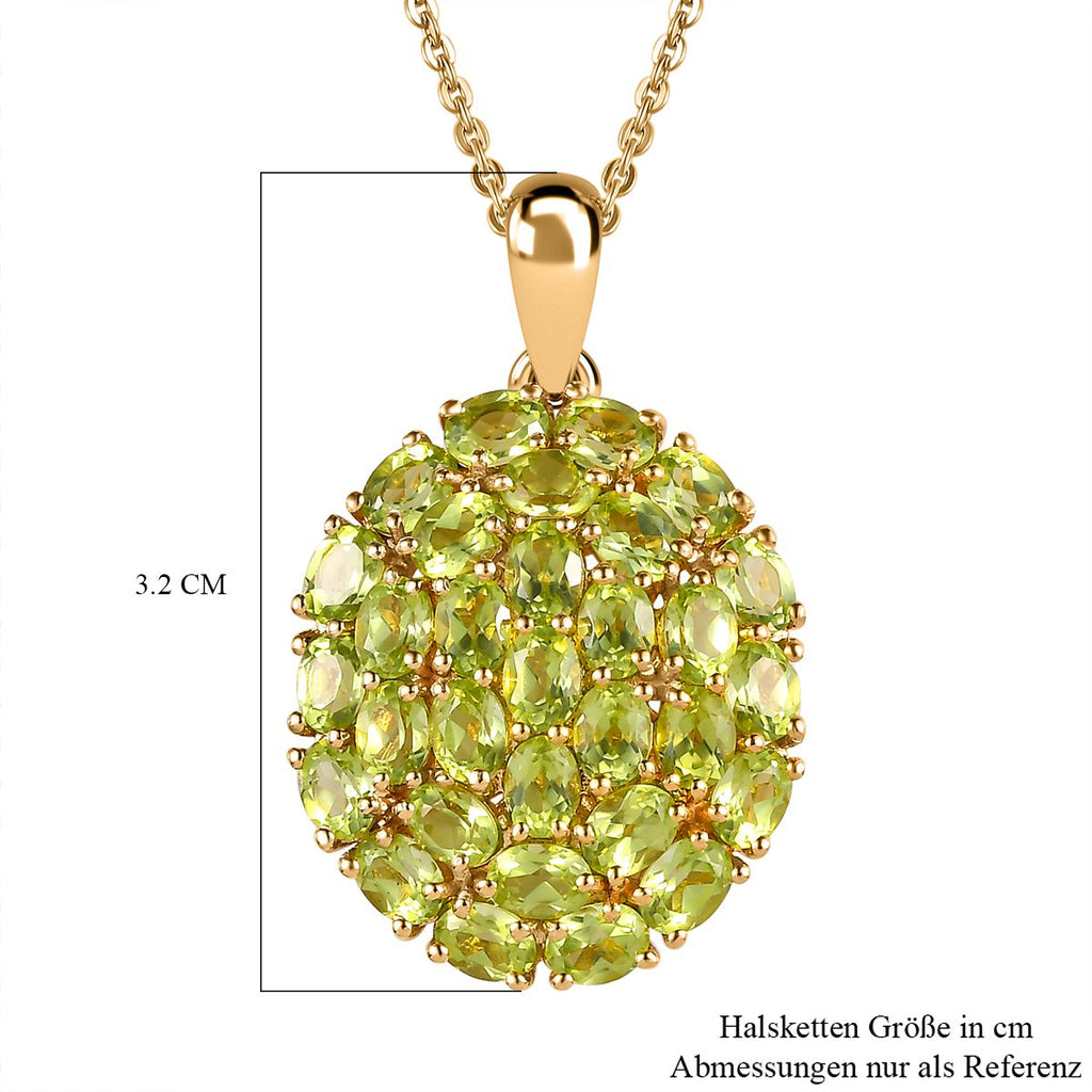 Peridot Anhänger mit Kette, 925 Silber Gelbgold Vermeil ca. 4,65 ct