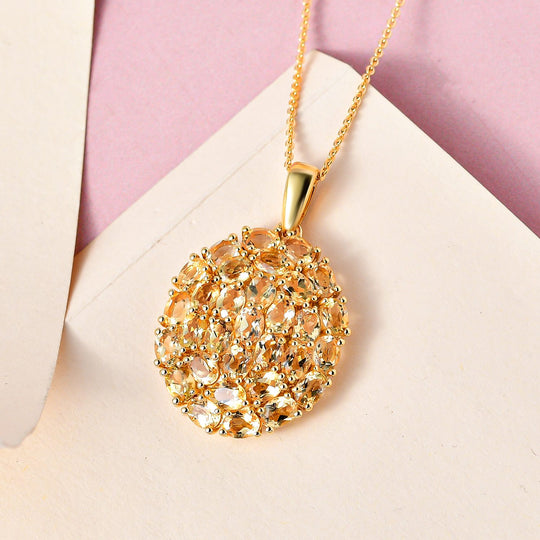 Citrin Anhänger mit Kette, 925 Silber Gelbgold Vermeil ca. 4,65 ct