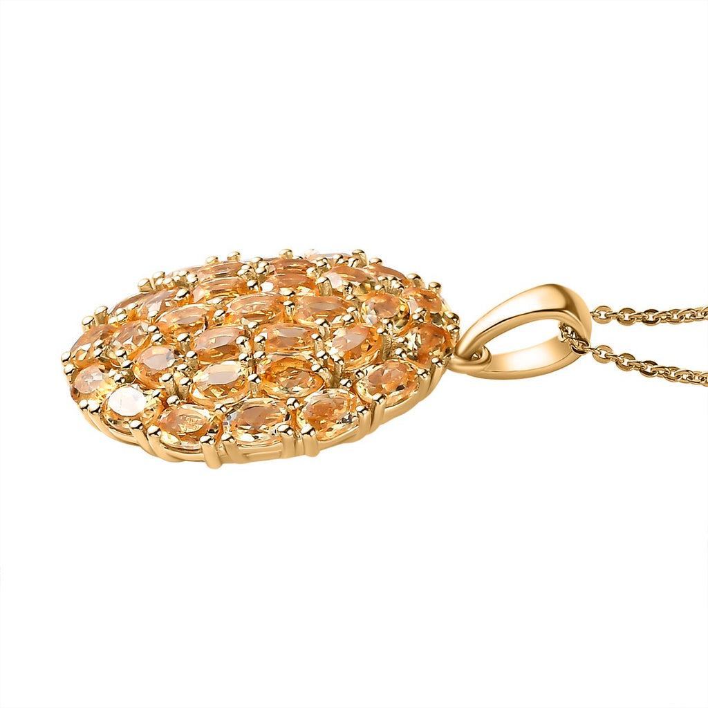 Citrin Anhänger mit Kette, 925 Silber Gelbgold Vermeil ca. 4,65 ct