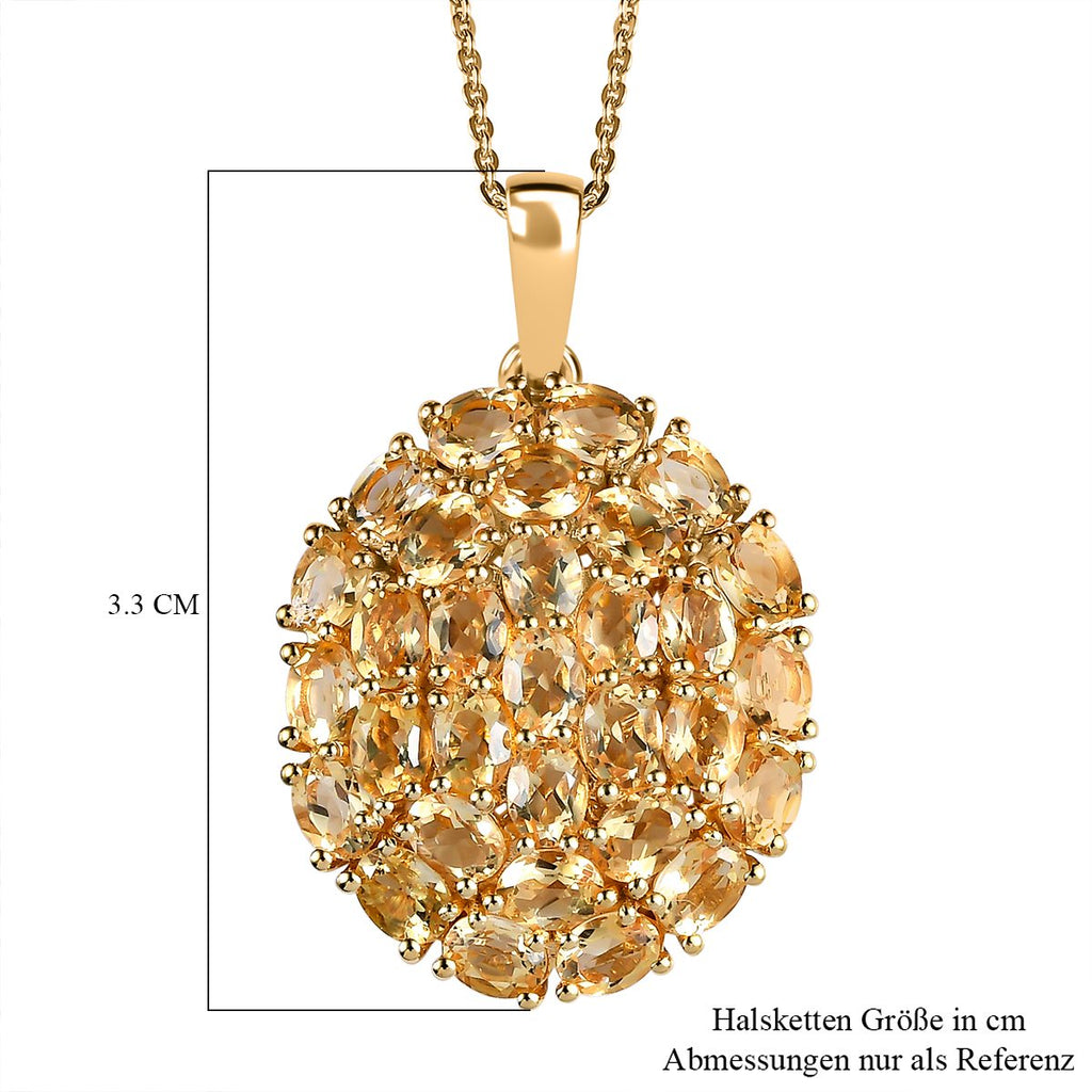 Citrin Anhänger mit Kette, 925 Silber Gelbgold Vermeil ca. 4,65 ct