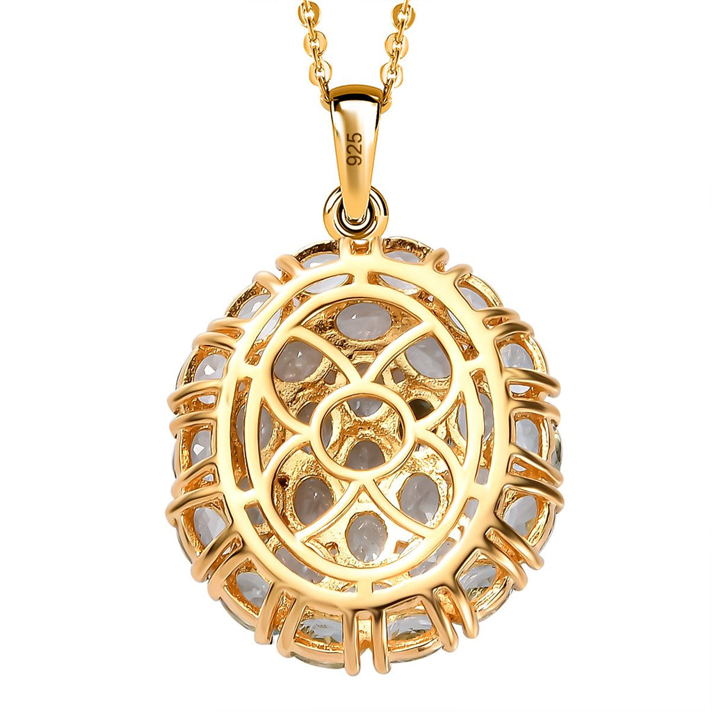 Himmelblauer Topas Anhänger mit Kette, 925 Silber Gelbgold Vermeil ca. 4,65 ct