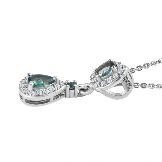 Alexandrit Anhänger mit Kette, 925 Silber platiniert ca. 0.71 ct