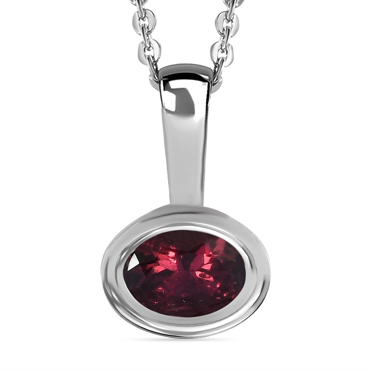 AA Rubellit Anhänger mit Kette, 925 Silber platiniert ca. 0.42 ct