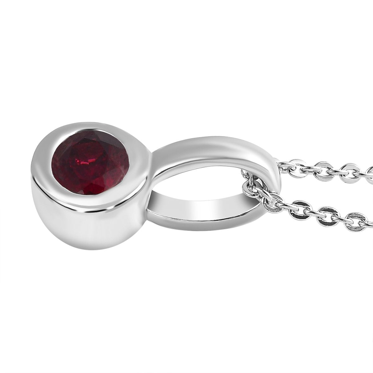 AA Rubellit Anhänger mit Kette, 925 Silber platiniert ca. 0.42 ct