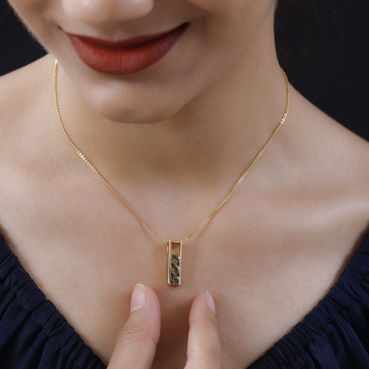 Natürlicher goldener Tansanit Anhänger mit Kette, 925 Silber Gelbgold Vermeil ca. 1,21 ct