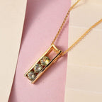 Natürlicher goldener Tansanit Anhänger mit Kette, 925 Silber Gelbgold Vermeil ca. 1,21 ct