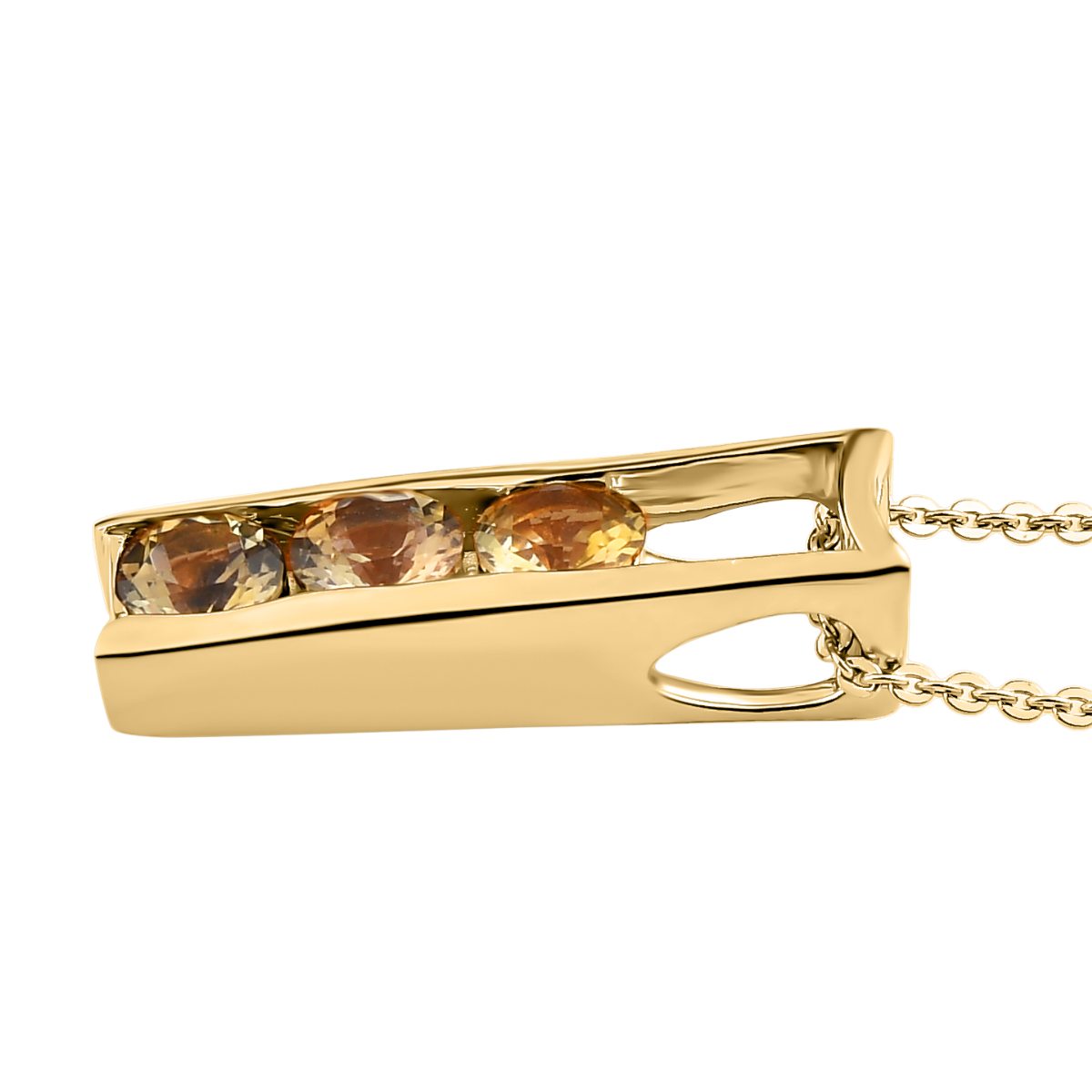 Natürlicher goldener Tansanit Anhänger mit Kette, 925 Silber Gelbgold Vermeil ca. 1,21 ct
