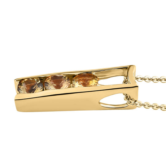Natürlicher goldener Tansanit Anhänger mit Kette, 925 Silber Gelbgold Vermeil ca. 1,21 ct