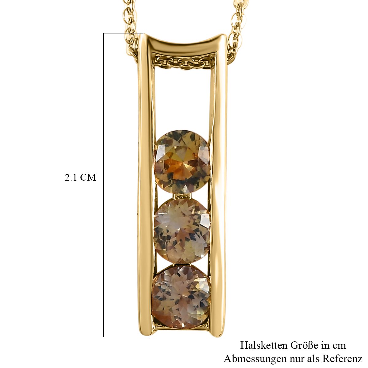 Natürlicher goldener Tansanit Anhänger mit Kette, 925 Silber Gelbgold Vermeil ca. 1,21 ct