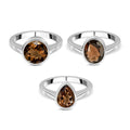 Rauchquarz 3er Ring-Set, Edelstahl ca. 6.57 ct