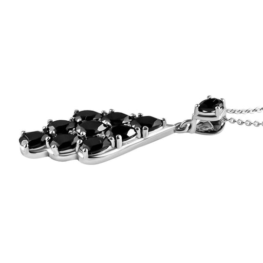 Schwarzer Spinell Anhänger mit Kette, 925 Silber platiniert ca. 4,67 ct
