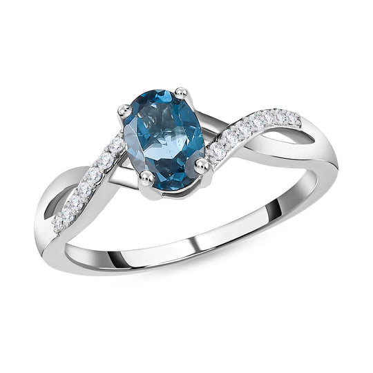 2er Set, London Blau Topas Anhänger und Ring, 925 Silber platiniert ca. 2,03 ct