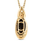 Schwarzer Spinell Anhänger mit Kette, 925 Silber vergoldet ca. 4.07 ct