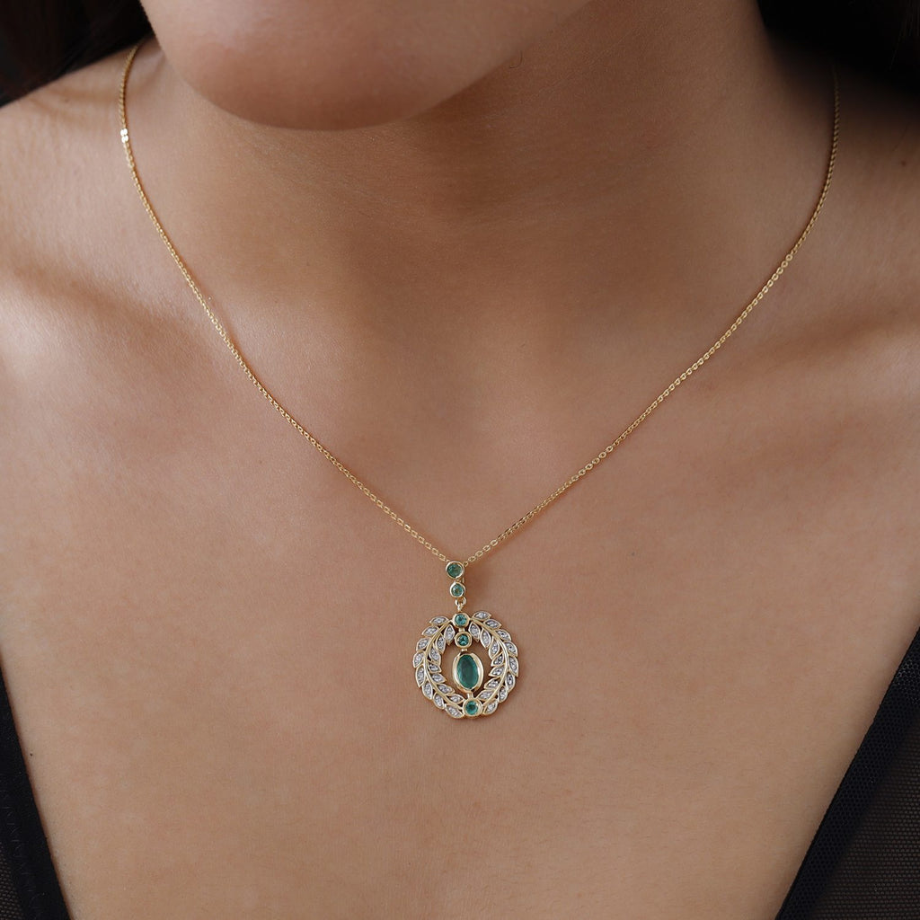 Kagem Sambischer Smaragd, Anhänger mit Kette, 925 Silber vergoldet, ca. 1.13 ct