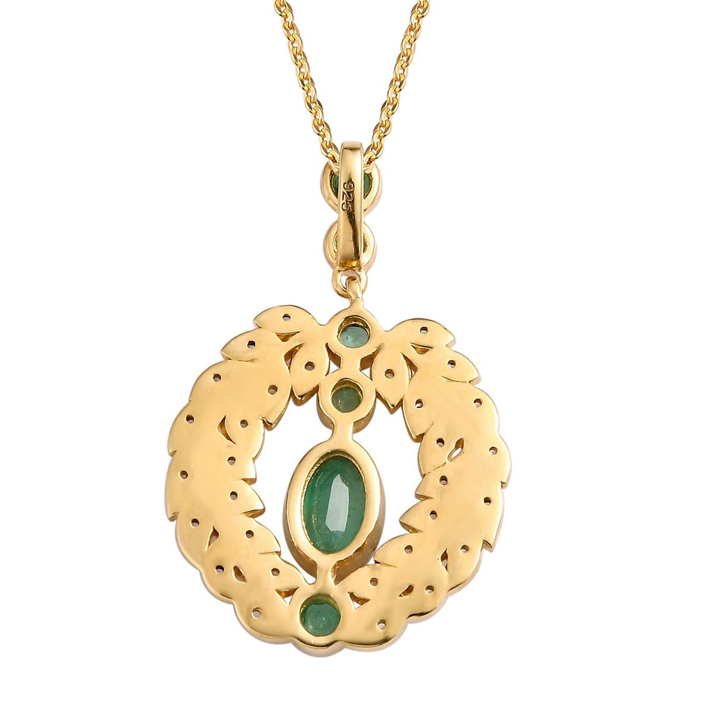 Kagem Sambischer Smaragd, Anhänger mit Kette, 925 Silber vergoldet, ca. 1.13 ct