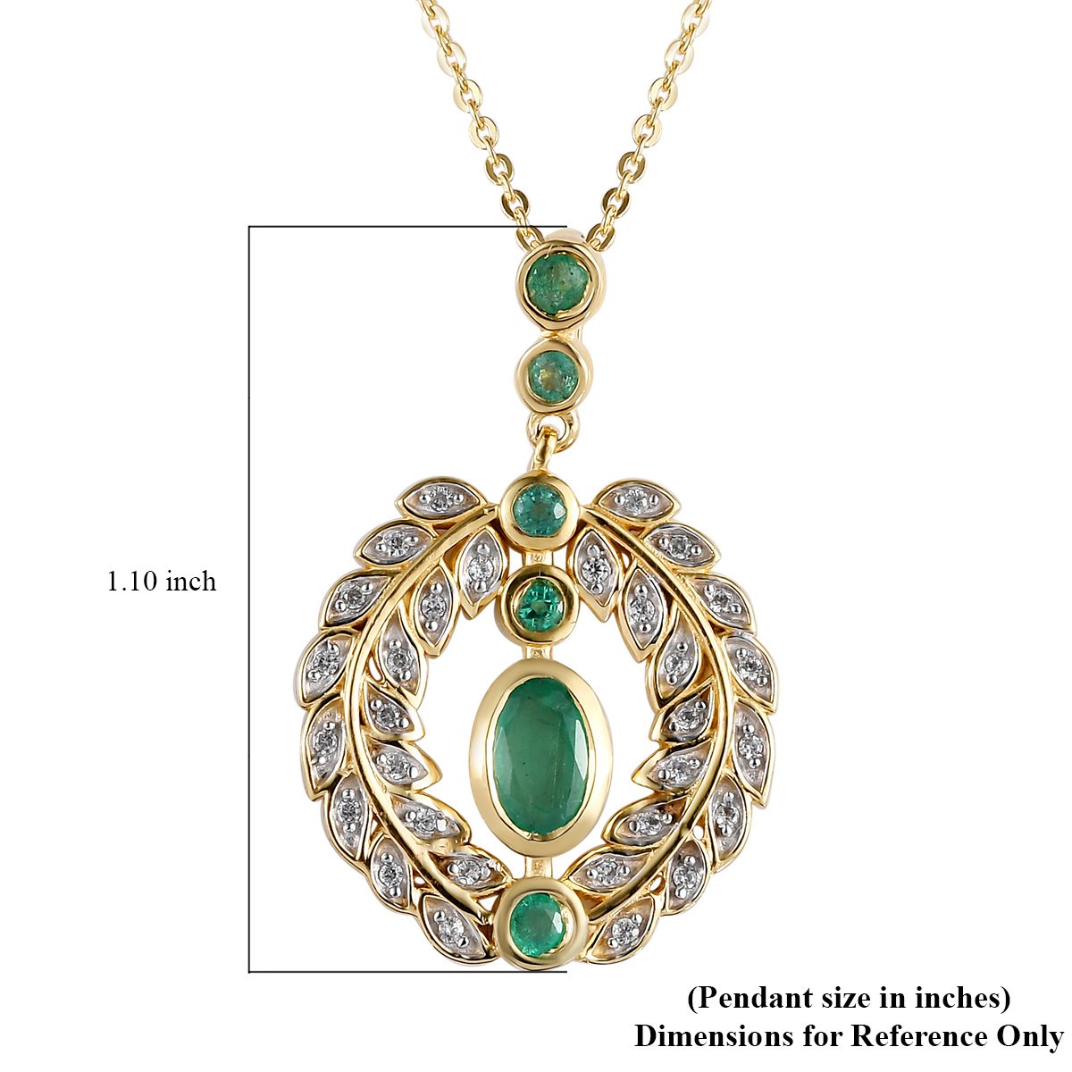 Kagem Sambischer Smaragd, Anhänger mit Kette, 925 Silber vergoldet, ca. 1.13 ct
