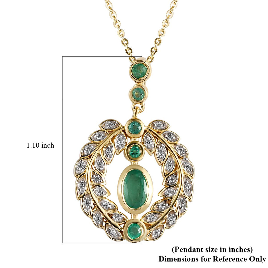 Kagem Sambischer Smaragd, Anhänger mit Kette, 925 Silber vergoldet, ca. 1.13 ct