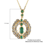 Kagem Sambischer Smaragd, Anhänger mit Kette, 925 Silber vergoldet, ca. 1.13 ct