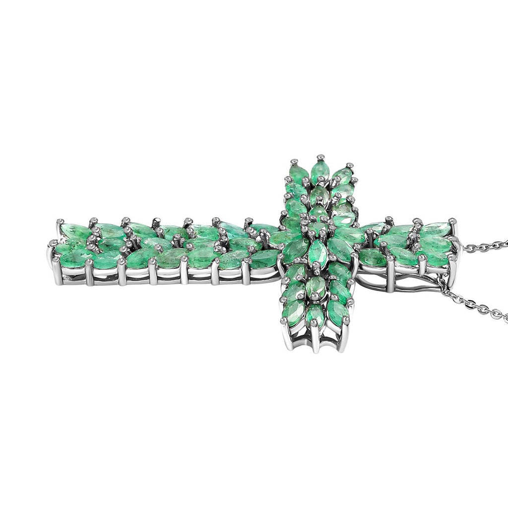 Kagem Sambischer Smaragd, Schmuckset, 925 Silber platiniert, ca. 4.00 ct