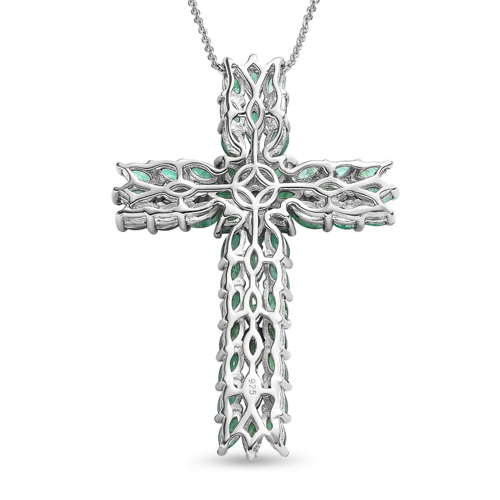 Kagem Sambischer Smaragd, Schmuckset, 925 Silber platiniert, ca. 4.00 ct