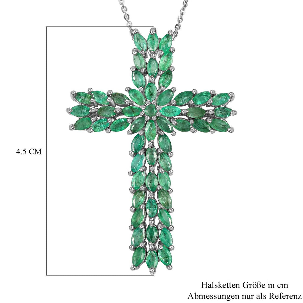 Kagem Sambischer Smaragd, Schmuckset, 925 Silber platiniert, ca. 4.00 ct