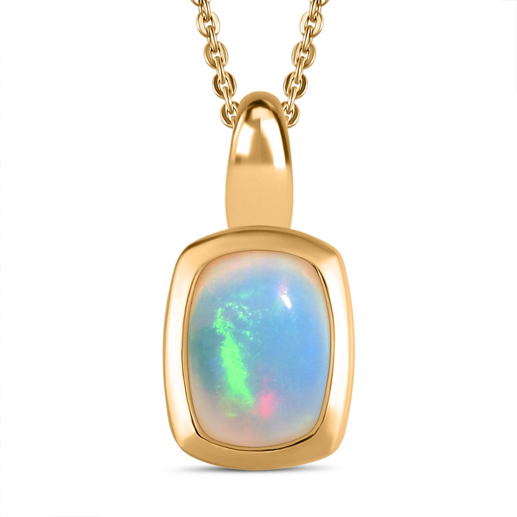 Natürlicher, äthiopischer Welo Opal im Schmuckset, 925 Silber vergoldet ca. 0,64 ct