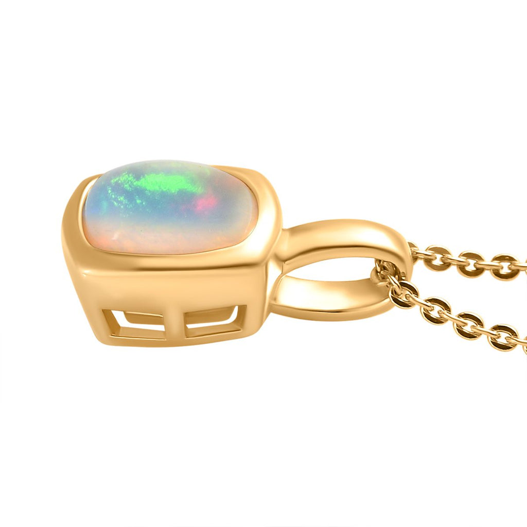 Natürlicher, äthiopischer Welo Opal im Schmuckset, 925 Silber vergoldet ca. 0,64 ct
