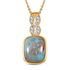 Zimbaprase und weißer Zirkon Anhänger mit Kette, 925 Silber Gelbgold Vermeil ca. 3.86 ct