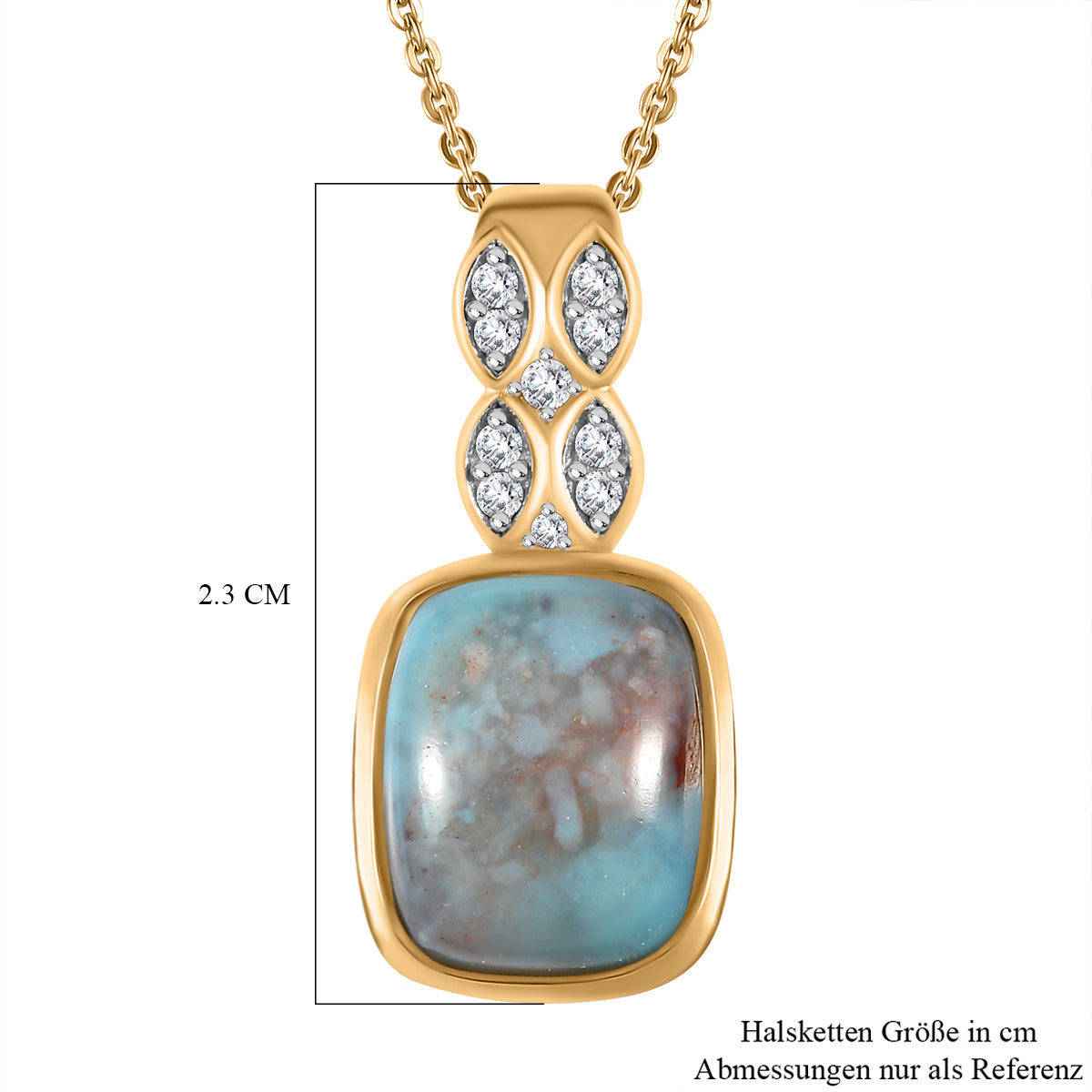 Zimbaprase und weißer Zirkon Anhänger mit Kette, 925 Silber Gelbgold Vermeil ca. 3.86 ct