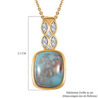 Zimbaprase und weißer Zirkon Anhänger mit Kette, 925 Silber Gelbgold Vermeil ca. 3.86 ct