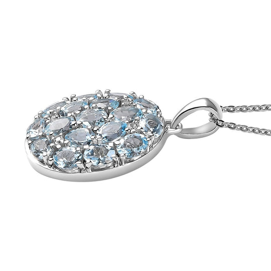 Santamaria Aquamarin, weißer Zirkon Anhänger mit Kette, 925 Silber platiniert ca. 2.68 ct
