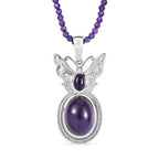 AAA Afrikanischer Amethyst Anhänger mit Kette ca. 50 cm + 5 cm Extender, 925 Silber rhodiniert ca. 42.50 ct