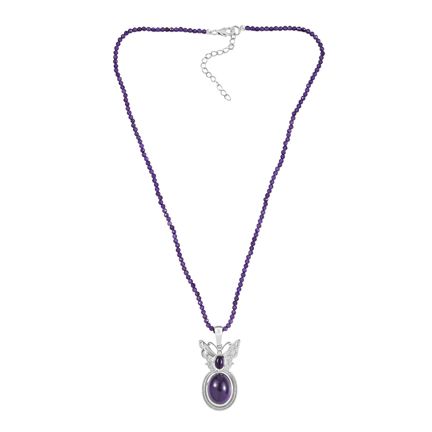 AAA Afrikanischer Amethyst Anhänger mit Kette ca. 50 cm + 5 cm Extender, 925 Silber rhodiniert ca. 42.50 ct