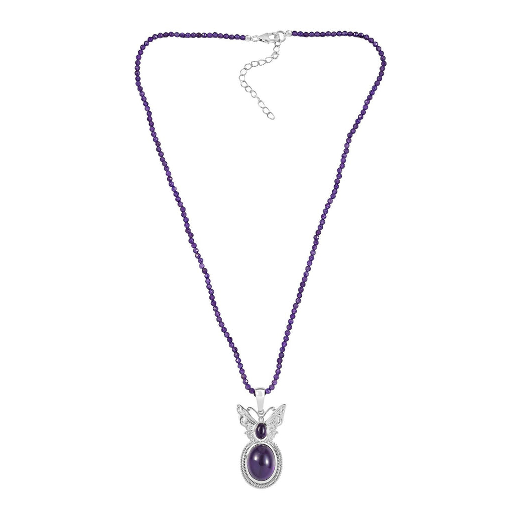 AAA Afrikanischer Amethyst Anhänger mit Kette ca. 50 cm + 5 cm Extender, 925 Silber rhodiniert ca. 42.50 ct