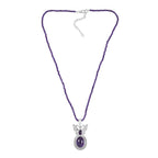 AAA Afrikanischer Amethyst Anhänger mit Kette ca. 50 cm + 5 cm Extender, 925 Silber rhodiniert ca. 42.50 ct